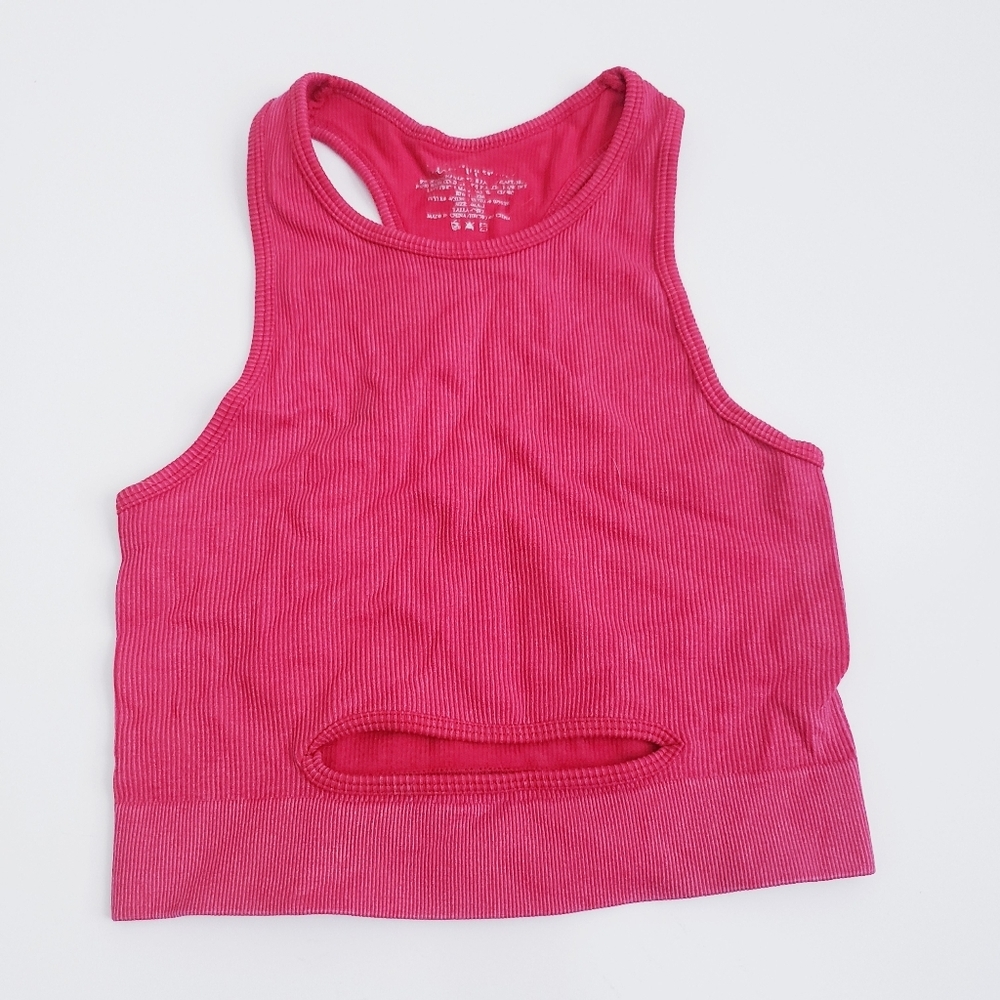 Free People Ribbed Cropped Boho Racerback Tank Top